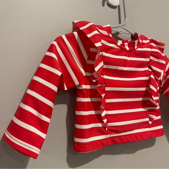 Janie and Jack Rash Guard Red White Swim Top 3-6M - Picture 3 of 8